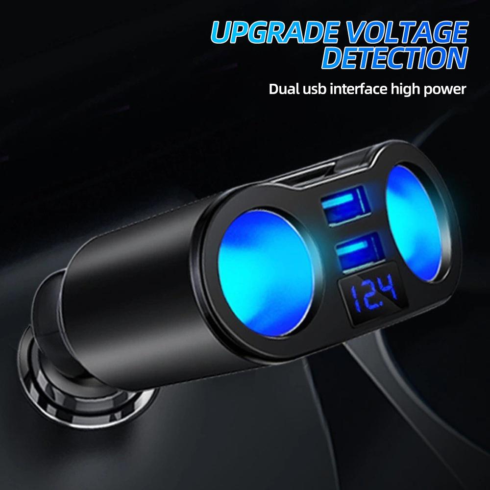 Ładowarka samochodowa USB, adapter zapalniczki samochodowej 1-2 z dwoma portami USB 3.1A, wyświetlacz napięcia LED, zabezpieczenie bezpieczeństwa, 12 V/24 V