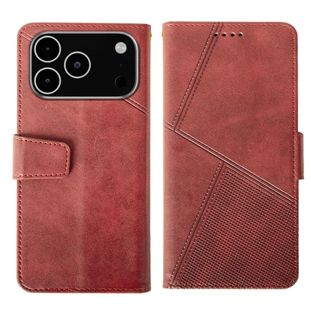 IDEWEI For iPhone 17 Pro Max Case Leather Wallet Phone Cover Stand Calf Texture