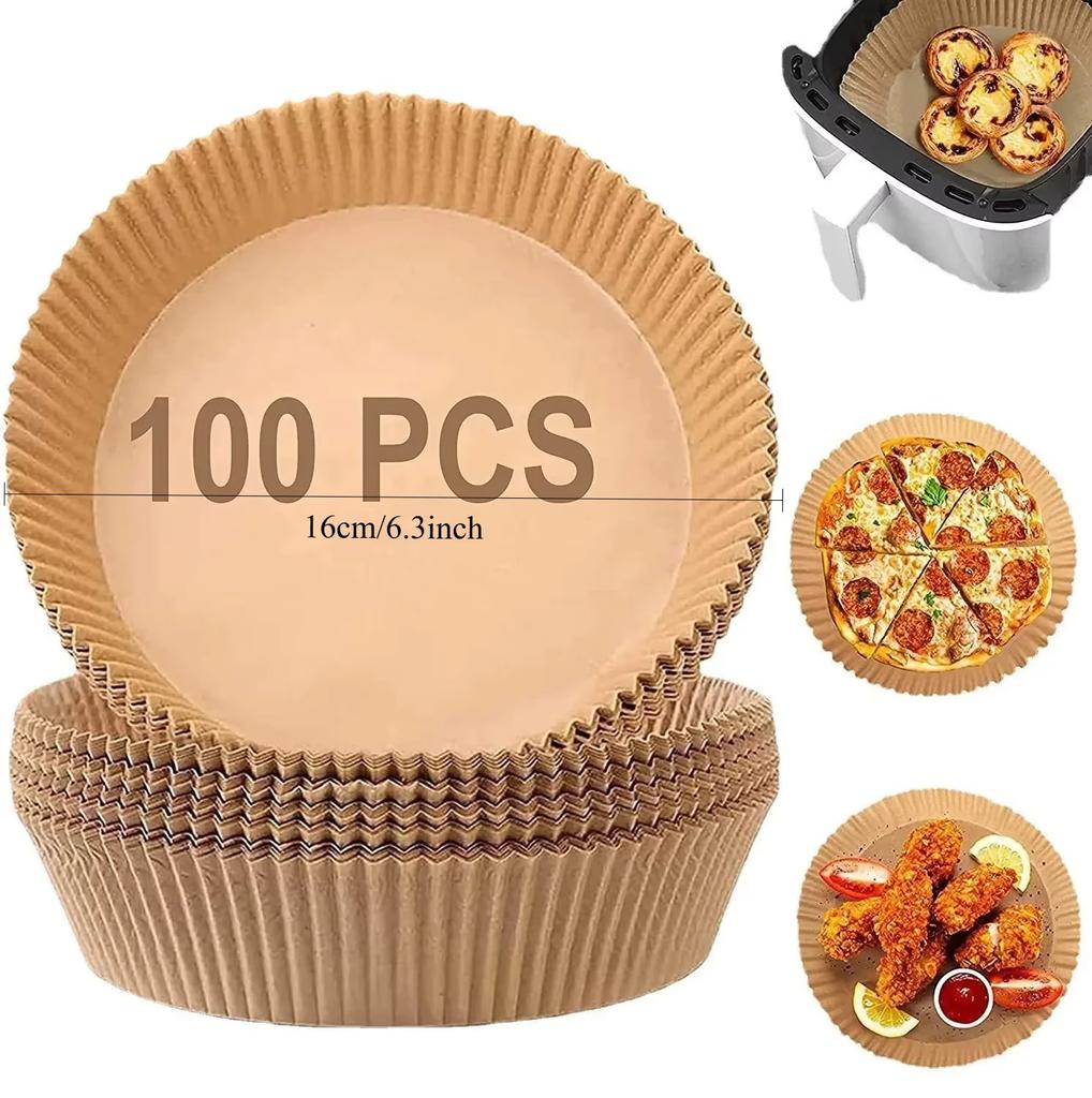 Air Fryer Paper Liners,Non-Stick Parchment Paper,Oil Resistant,Disposable Food Grade Free of Bleach Paper for  Air Fryer Baking