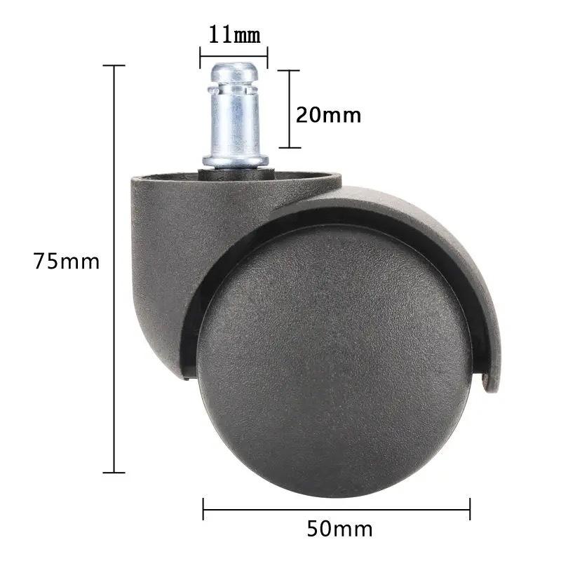 2-Inch Silent PU Office Chair Casters for Executive and Boss Chairs - Thickened Swivel with Circlip Universal Design