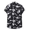 Men's Fashion Cotton Linen Print Short Sleeve Button Shirt Blouse Top