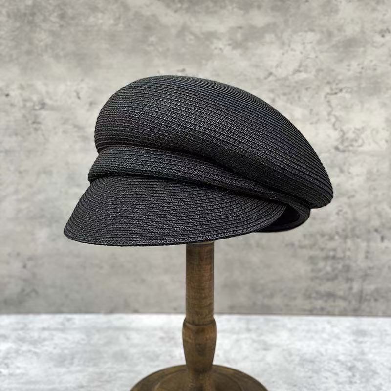 Béret en paille printanier pour femme - Chic français Élégant Unique et Amincissant Casquette Gavroche