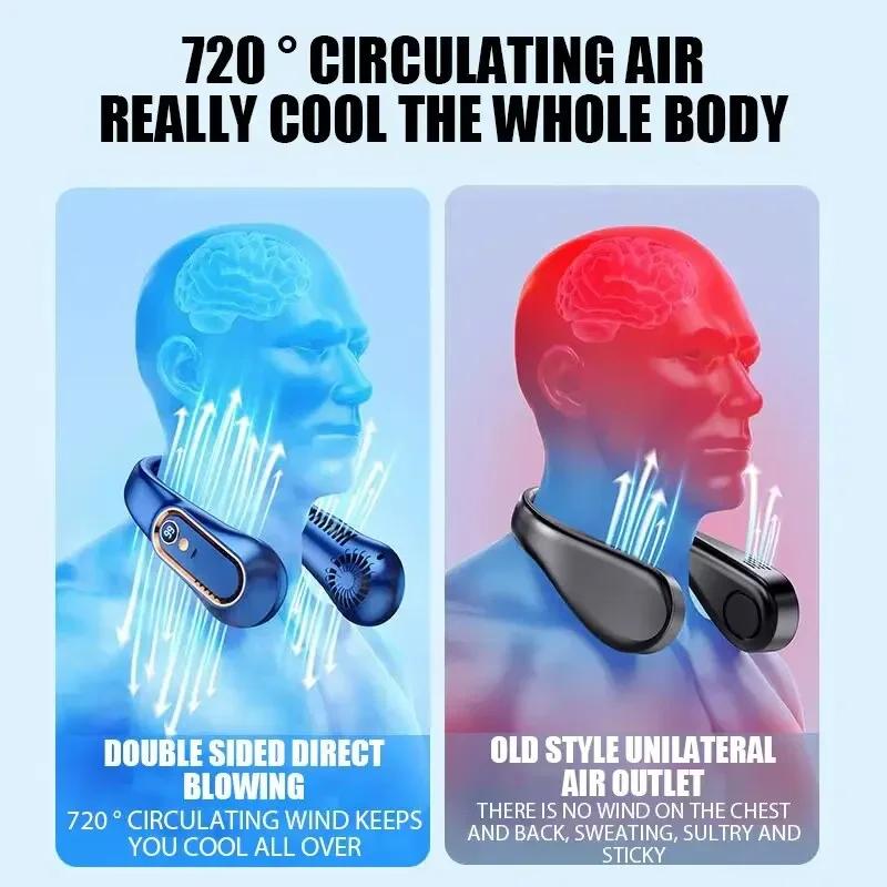 Ventilador de cuello colgante con pantalla Digital, Ventilador de potencia sin aspas, Mini Enfriador de aire portátil, ventiladores eléctricos recargables por USB