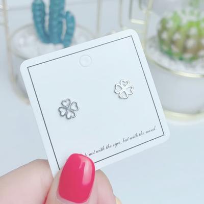 925 Silver Earrings Daily Mini Four-Leaf Clover