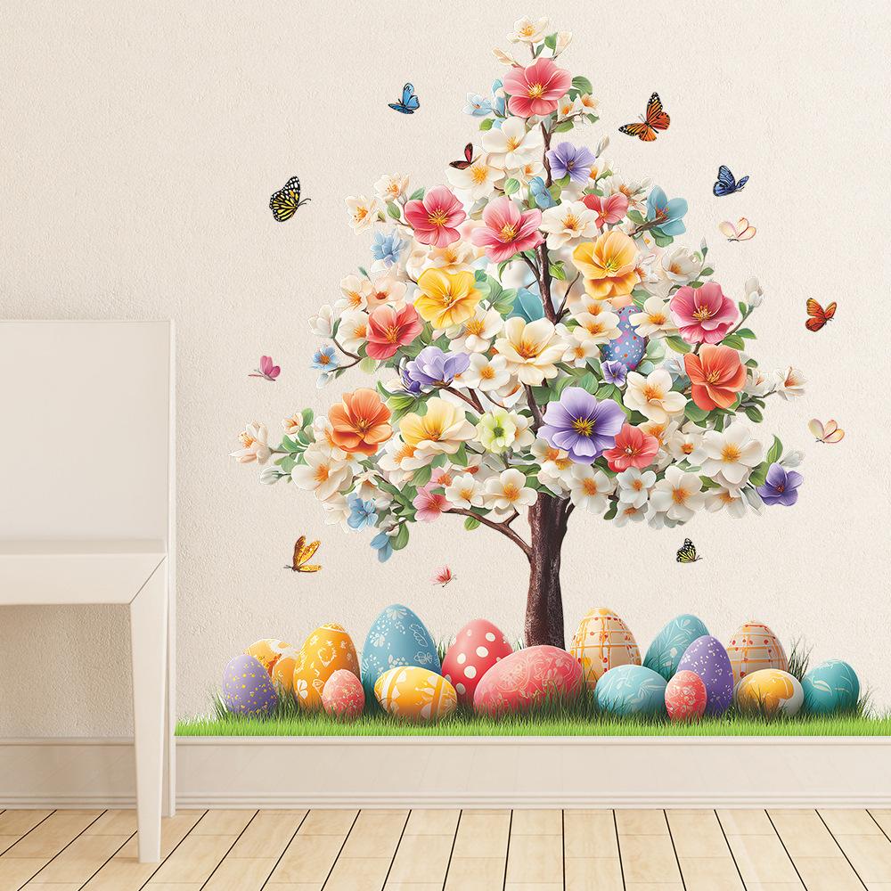 Flower Decorations, Tree Ornaments and Egg-shaped Wall Stickers for The Children's Room in The Living Room.