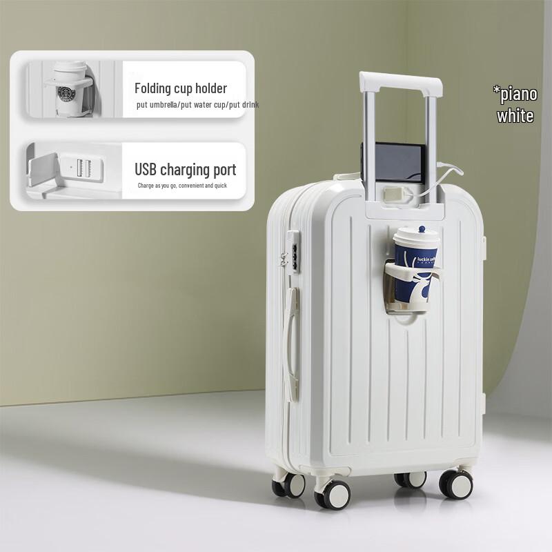 Multi-functional Travel Suitcase with USB and Cup Holder