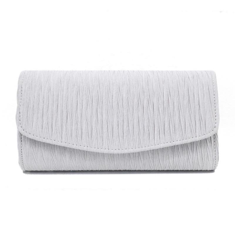 

Клатч для вечеринки Элегантный атласный клатч со сборками Женская сумка-клатч с клапаном Модная повседневная сумка серебряный