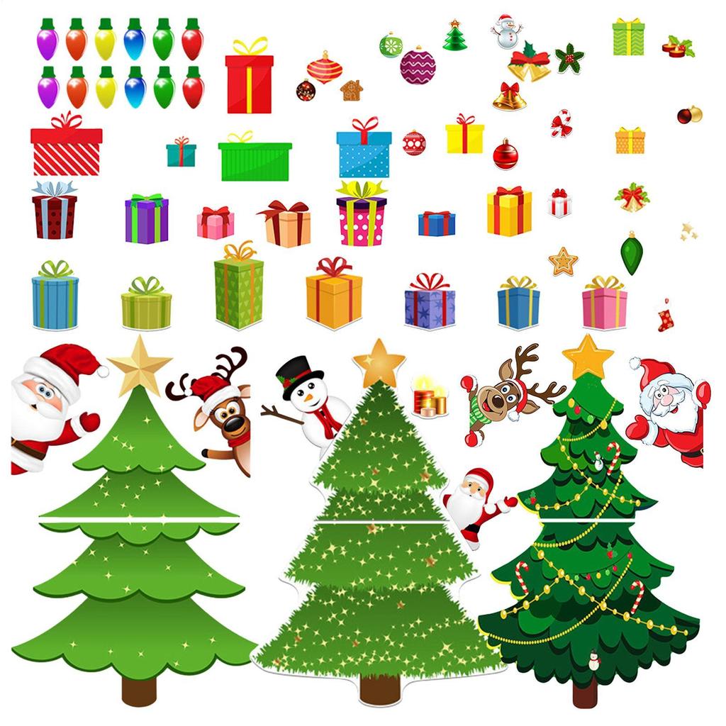 Christmas-themed Magnetic Stickers Cartoon Christmas Tree Magnets Santa Reindeer Pine Tree Festive Magnets Stickers For Fridge