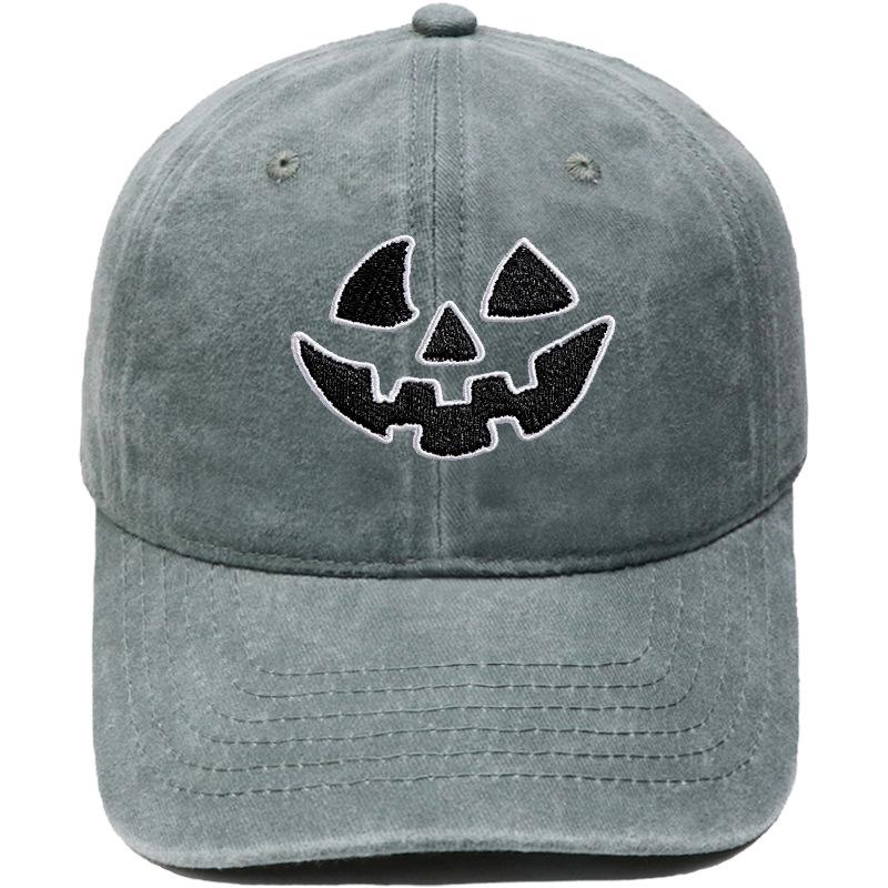 Halloween pumpkin grimace embroidered baseball cap European and American washed retro jack lamp holiday casual dad hat