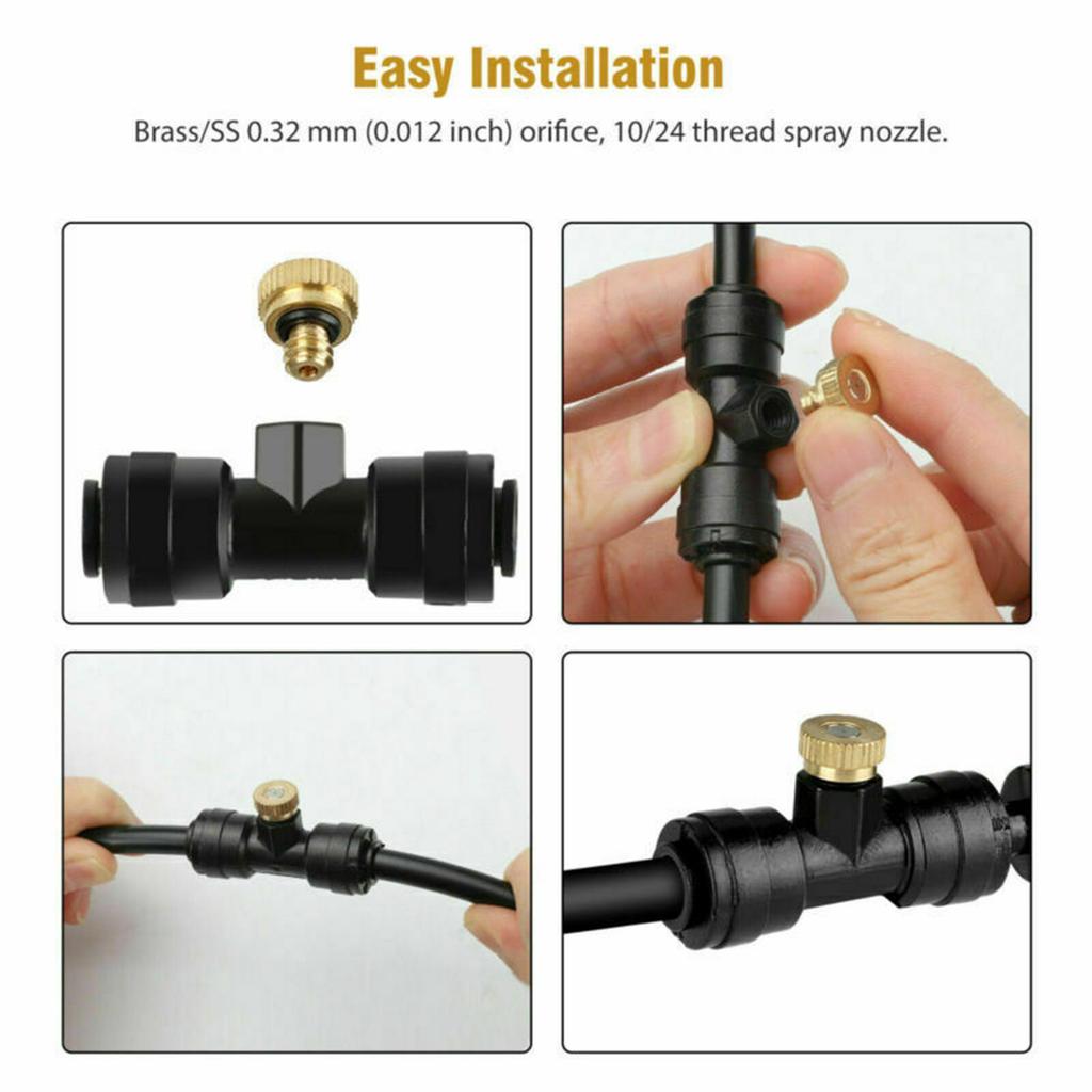 20x Brass Misting Nozzles, Water Mister Parts Nozzles for Patio Misting System Outdoor Cooling System