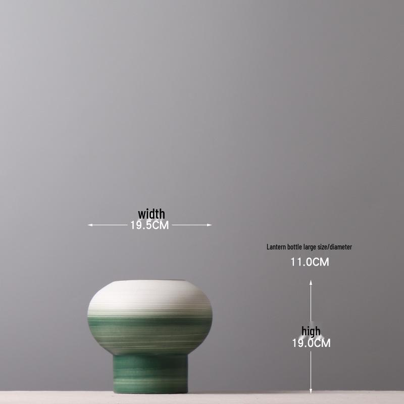 Moderní minimalistická zelená gradientní keramická váza - Stolní ozdoba s úzkým hrdlem pro vitrínu