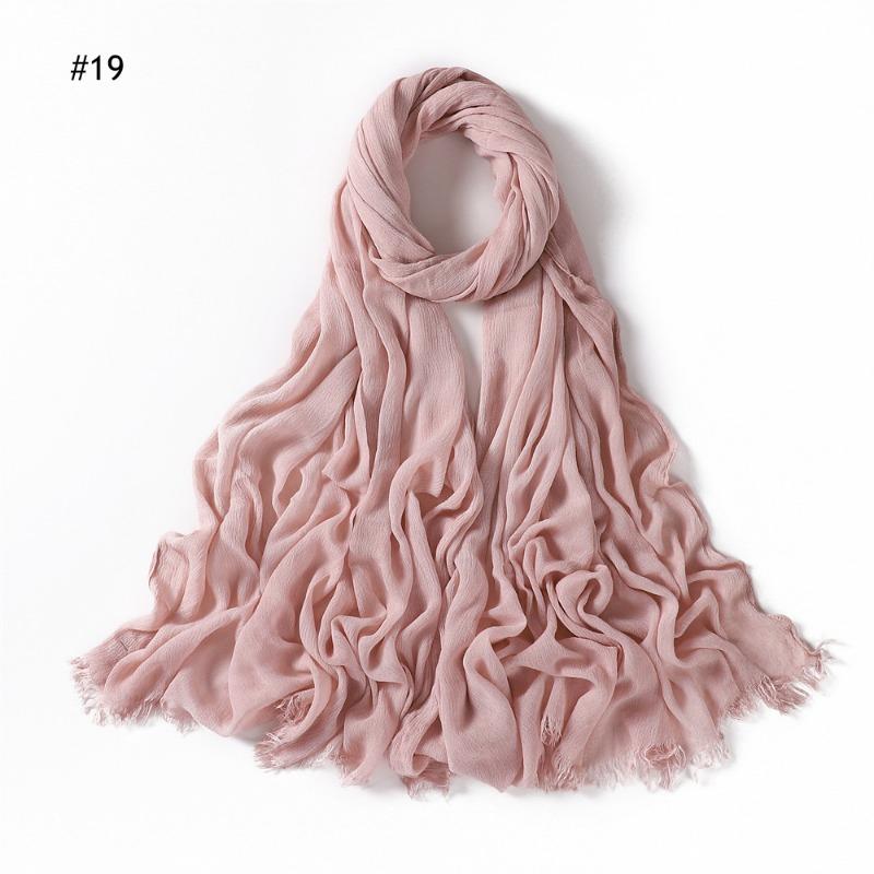 % Rayon Pleated Solid Color Human Cotton Two-end Beard Bag Headscarf Female, New Breathable Soft Scarf