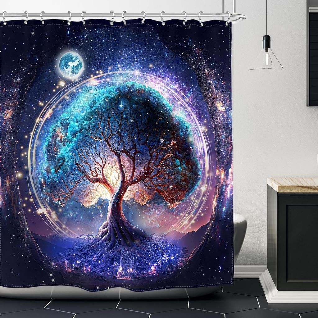Enchanting Tree of Life Waterproof Shower Curtain - Vibrant Watercolor Design for a Serene and Inspiring Bathroom Decor