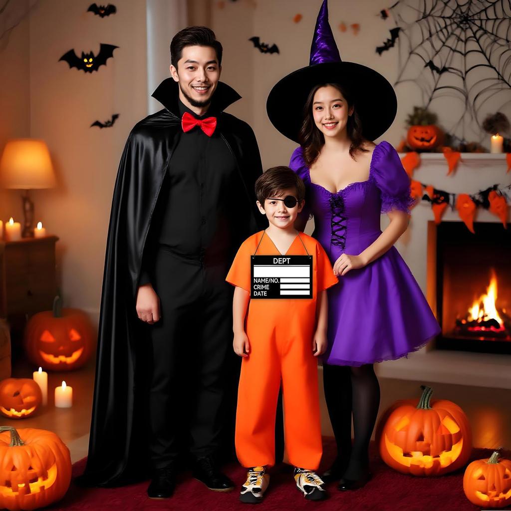 HTPARY Children's Orange Prisoner Costume, Cosplay, Prisoner Costume, Men's Halloween Prisoner Costume, Jumpsuit, Unisex, Women's (Children's, Size L)