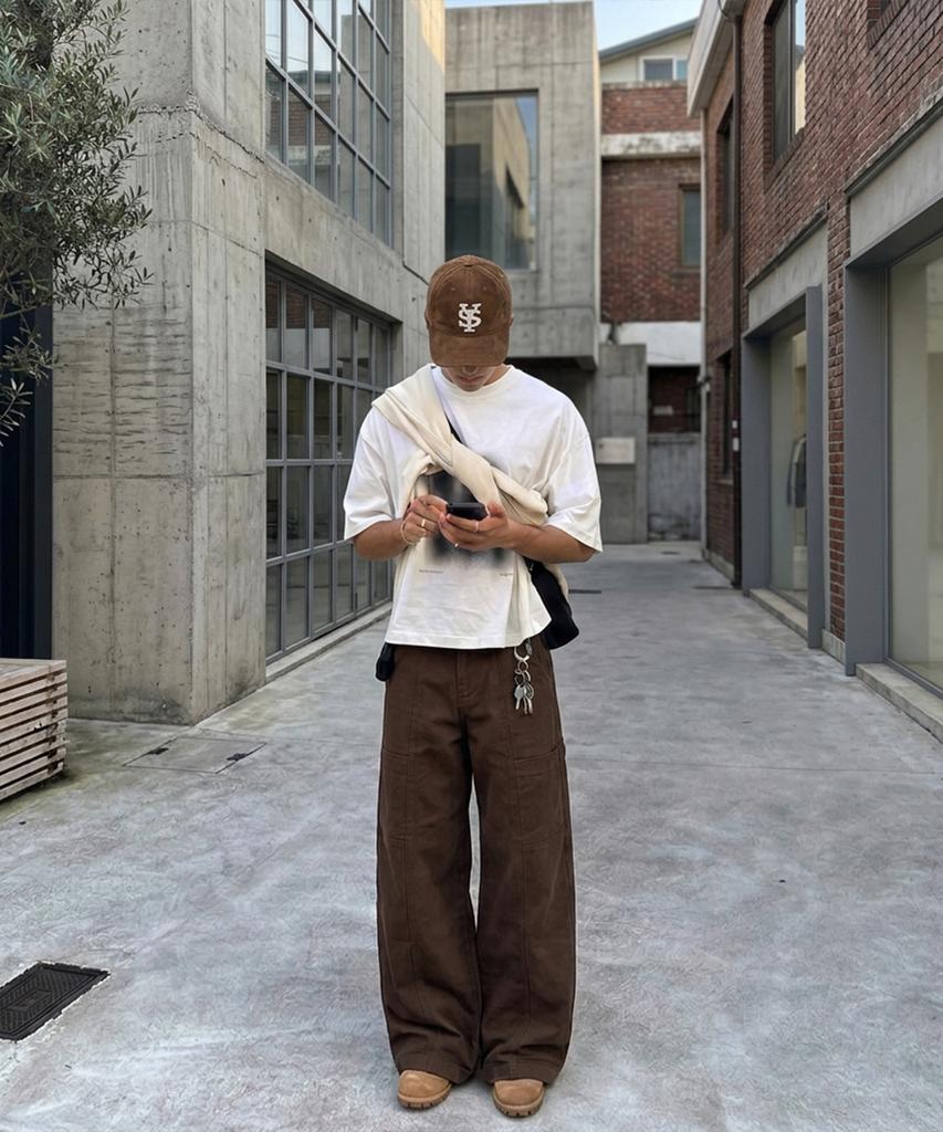AGOD Side Cut Pocket Peachskin Cotton Pants [Brown]