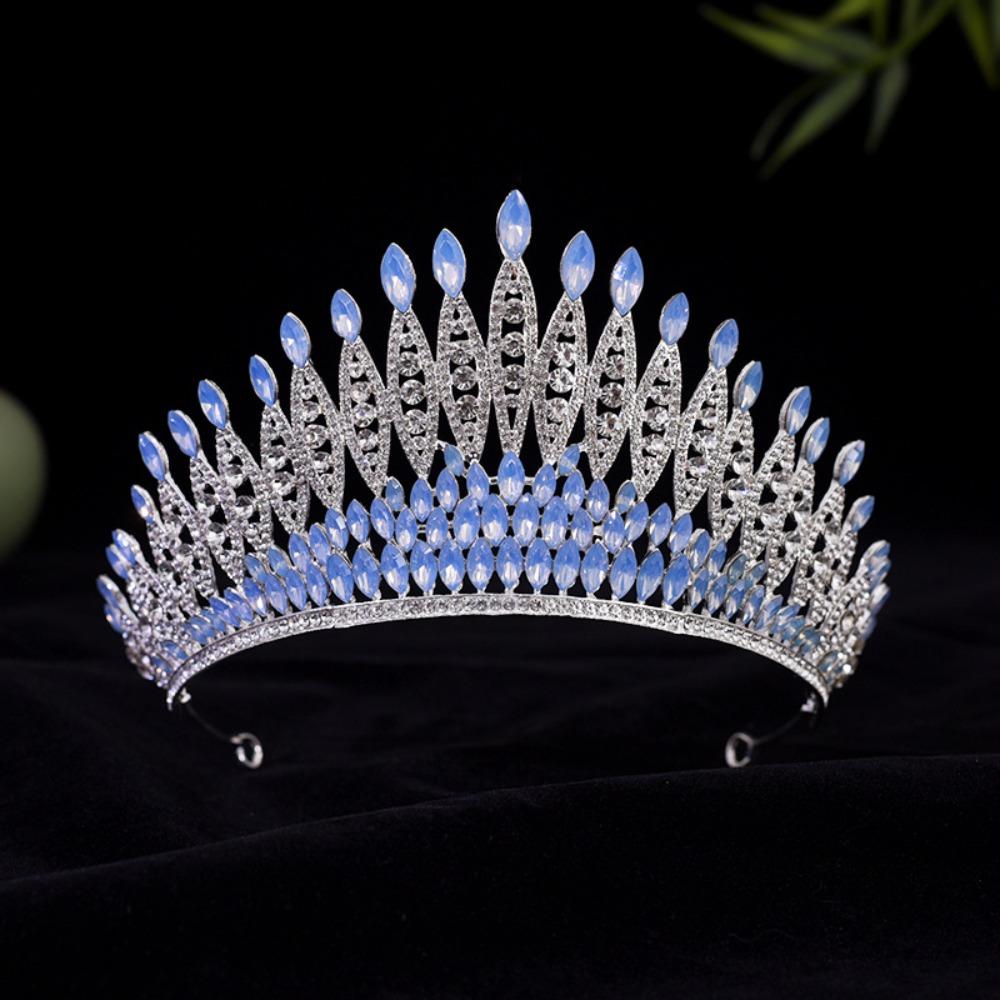 Luxury Zinc Zinc Alloy Princess Crown Sparkling Rhinestone Diadem Girls Party Headbands  Stage Performances