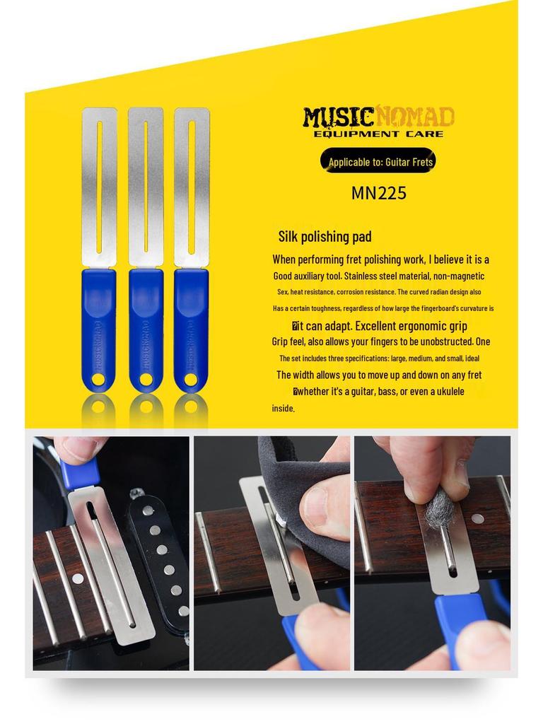 MusicNomad Guitar Care Kit: Headstock Rest, Fret Wrench, String Cutter.