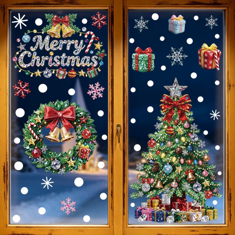 Christmas Decoration Window Stickers Traceless Home Window Decorations Static Cling New Year Xmas Festival Party Decor Pvc