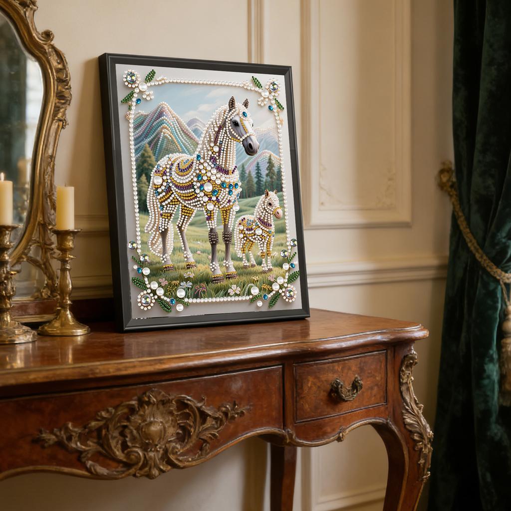 Animal Special Shaped 5D DIY Partial Drill Pearl Gem Diamond Art Painting Kit Gift Diamond Art Pearl Painting Kit 11.81x15.75in