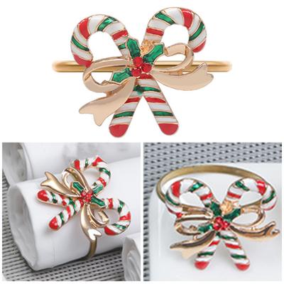 Anneau de serviette de noël en strass, bonhomme de neige, père noël, arbre, renne, décoration de Table, porte-serviette de dîner, boucle de noël