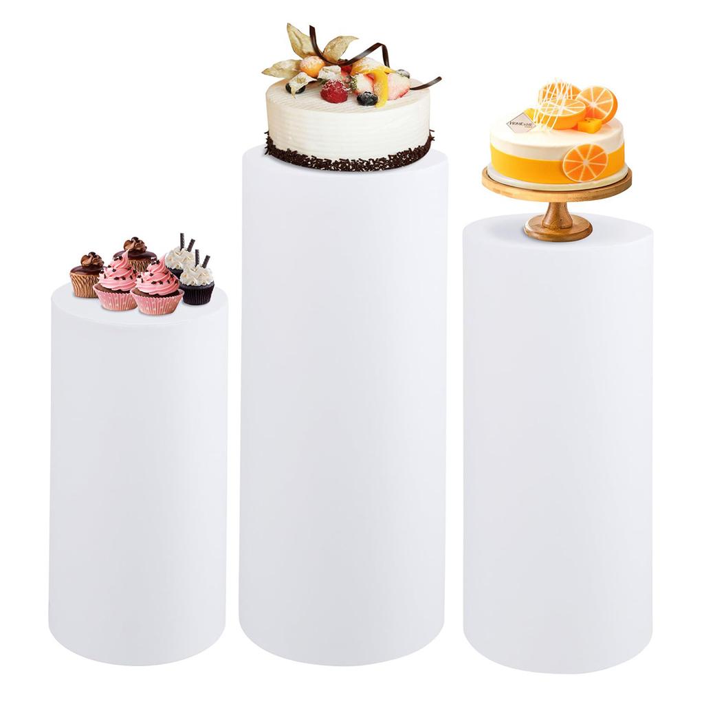3/5pcs Elastic Wedding Cylindrical Base Tablecloth Circular Dessert Table Birthday Party Decoration Cylindrical Pedestal Covers