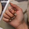 WOSTU 925 Sterling Silver Romantic Shining Shell Bead Star Ring for Women Fine Jewelry Gift