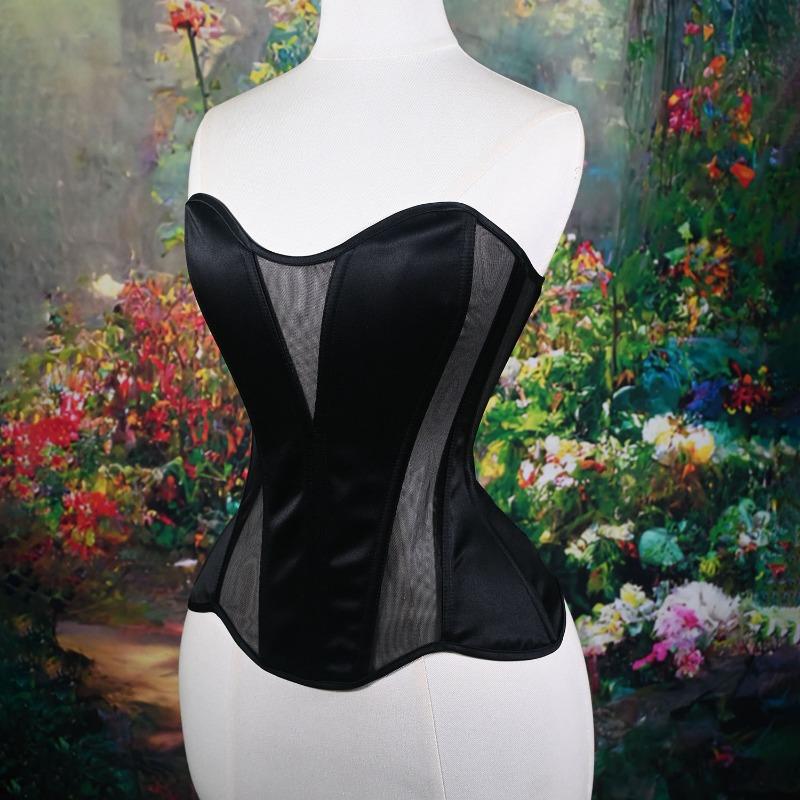 Sexy European American Ins Style Cat Ear Shaping Mesh Satin Bustier Top