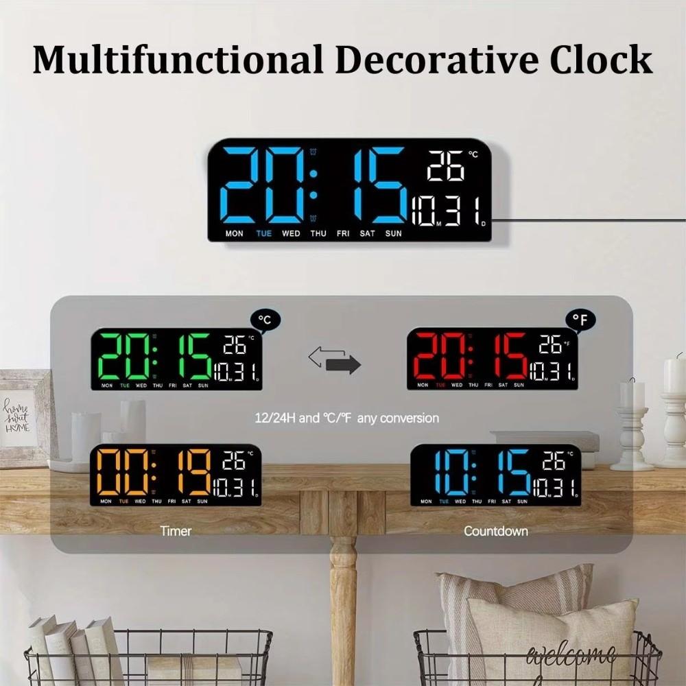 Brightness Adjustment Large Digital Clock 12/24H Format Alarm Clock Dual Alarms  Gifts for Seniors