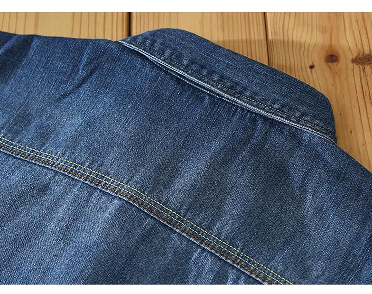 Japanische Retro-Farbverlauf-Denim-Langarm-Herren-Freizeithemdjacke