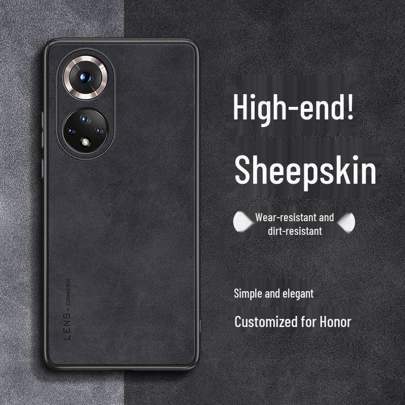 

Full-Cover Lambskin Phone Case for Honor 90/90GT/50/60/70/80/20 80 Pro сірий колір
