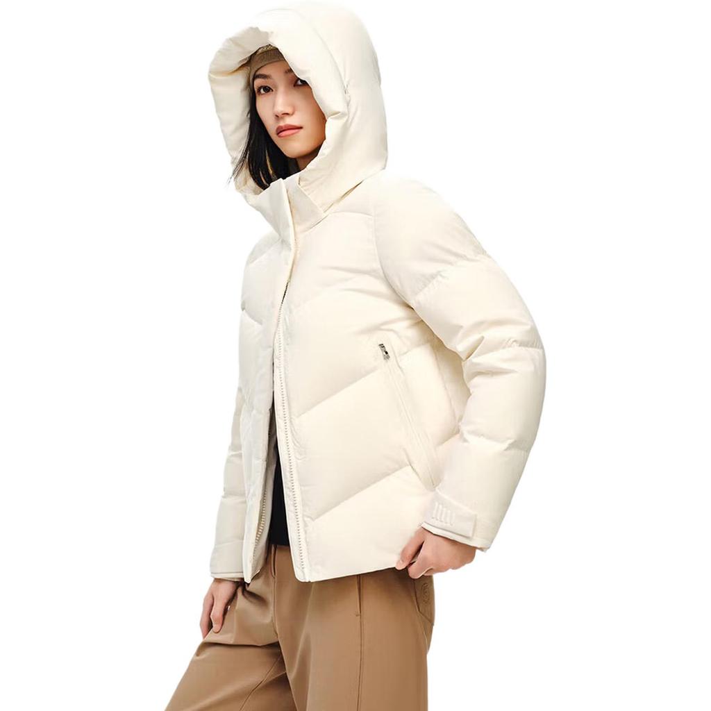 Anta Champion Allwetter-Serie Kapuzen-Vielseitig Einfarbig Sport Reißverschluss Lässige Kurze Daunenjacke Damen Oberbekleidung 162540907-2