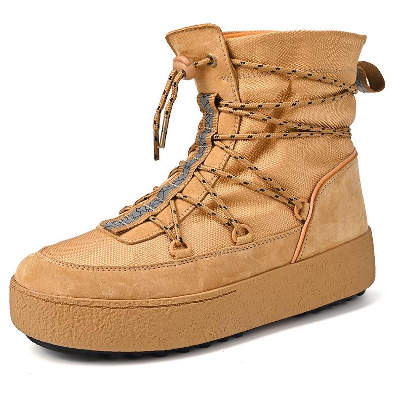 

Northeast Snow Boots Мужские зимние новые уличные ботинки Plus Fluff утолщенные теплые хлопковые ботинки с толстой подошвой и нескользящей подошвой из натуральной кожи 39