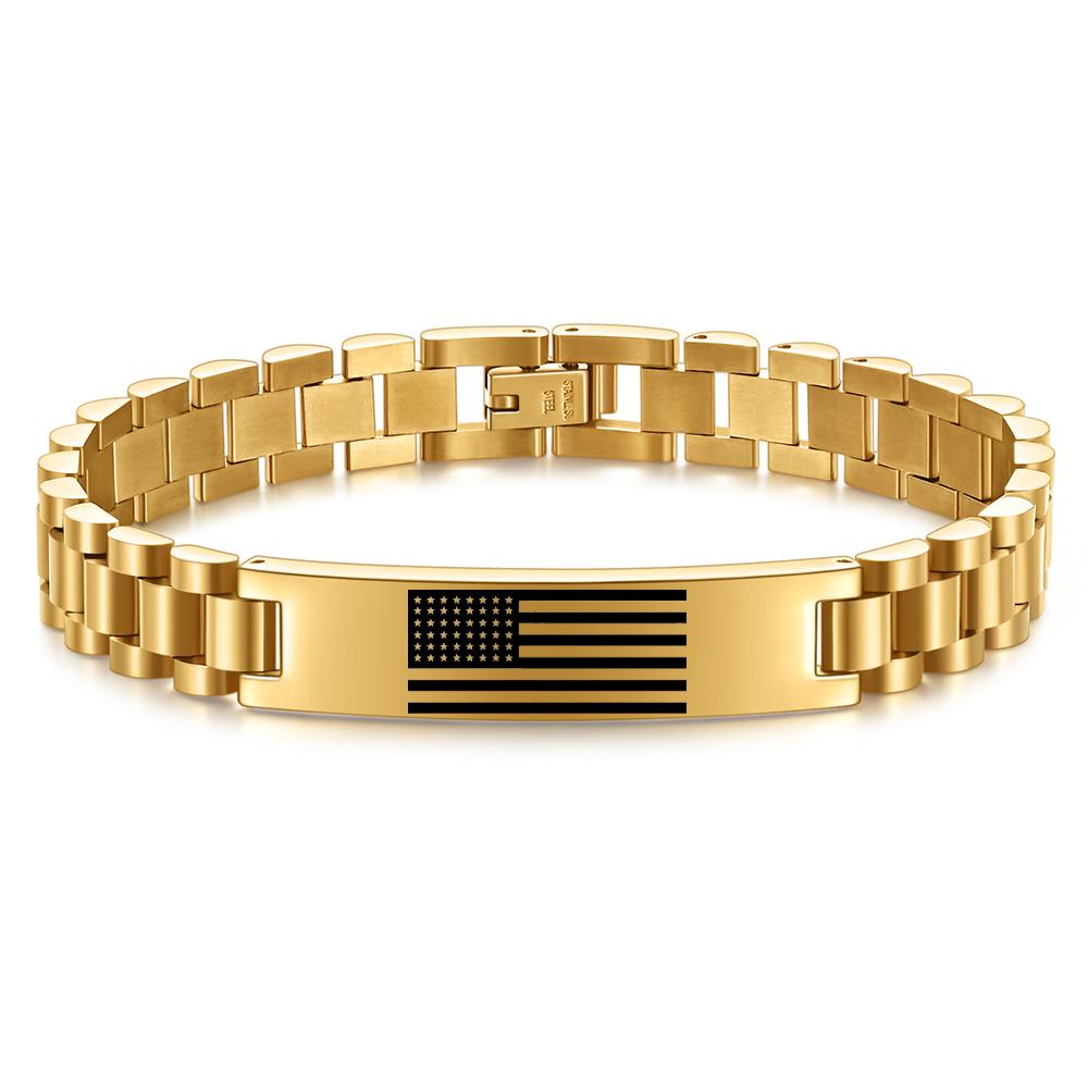 10MM Engraved Cross Bracelet, Men's Stainless Steel Scripture Curved Plate Bracelet