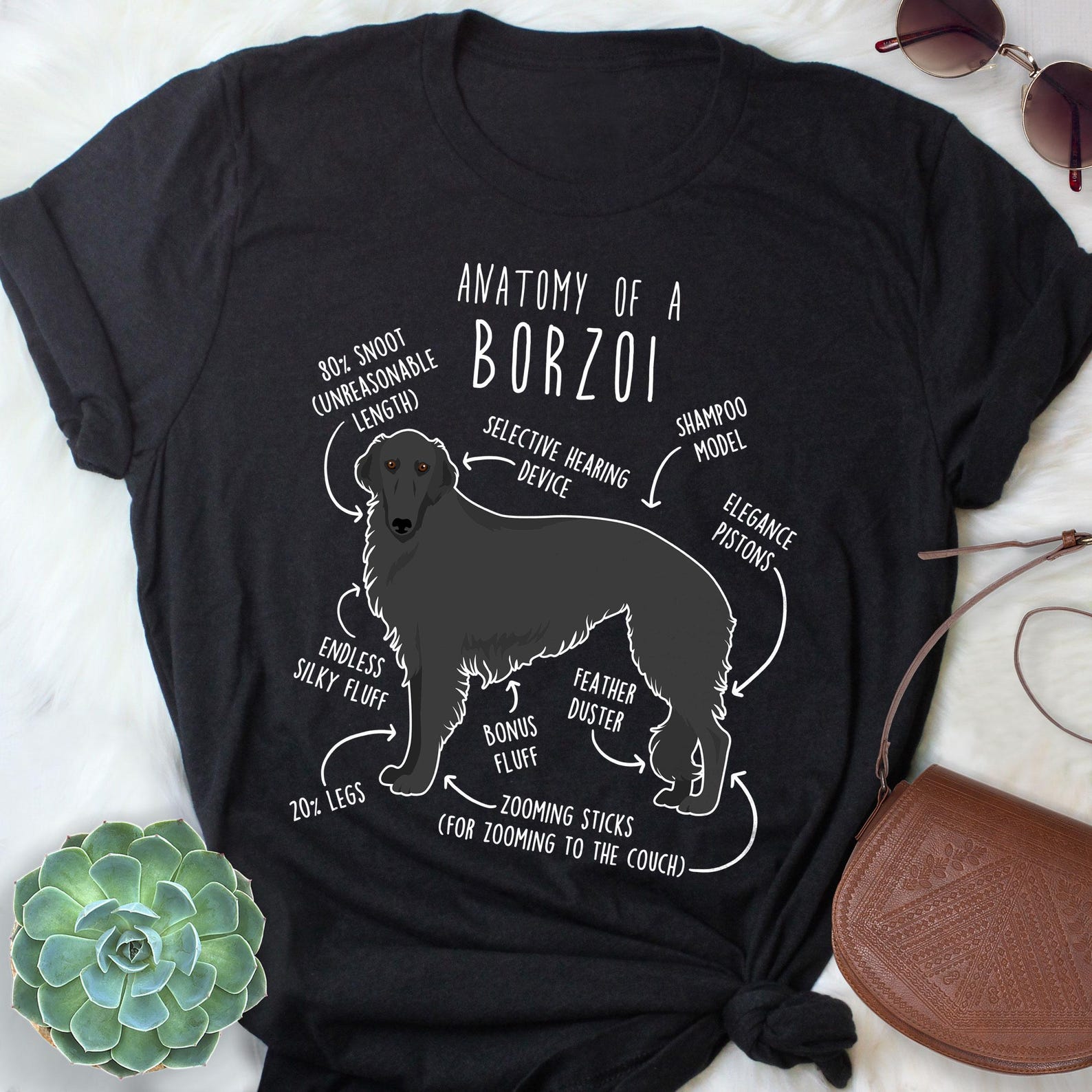 Black Borzoi Shirt, , , Cute Russian Hunting Sighthound T-shirt, Funny Dog Lover Gift, Pet Tee, Dog Mom Dog Dad 100