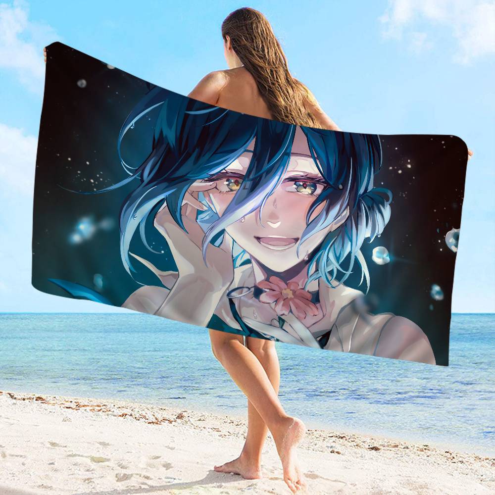 Popular Action Anime C-Chainsaw M-Man R-Reze A-Arc Microfiber Printed Beach Towel Yoga Beach Running Absorbent Soft Towel