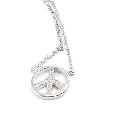 [I3932] - White 'Peace' Silver Necklace