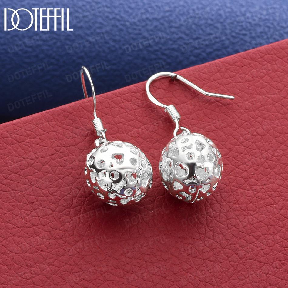 

925 Sterling Silver Round Bead Pierced Earrings Fashion Jewelry 1.30*1.30cm