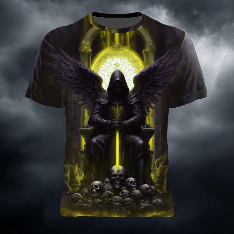 Men's 3d Samurai Printed Short Sleeve T-shirt Summer Casual Top Fashionable Men's Clothing Large Size Loose Kids Short Sleeve