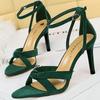 Fashion cross-tie Satin Women Sandal Pointed Toe Ankle strap Slide Sandal Fashion Comfort Banquet belt Buckle super high heel Dress Shoe