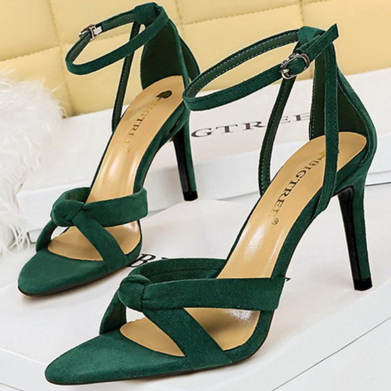 Fashion cross-tie Satin Women Sandal Pointed Toe Ankle strap Slide Sandal Fashion Comfort Banquet belt Buckle super high heel Dress Shoe