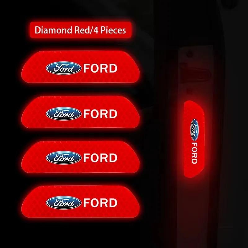 AKM1 4Pcs Car Door Sticker Safety Warning Reflective Mark For Ford S MAX Ranger Focus Fiesta Mondeo Kuga Mustang Escort KA Ecosport