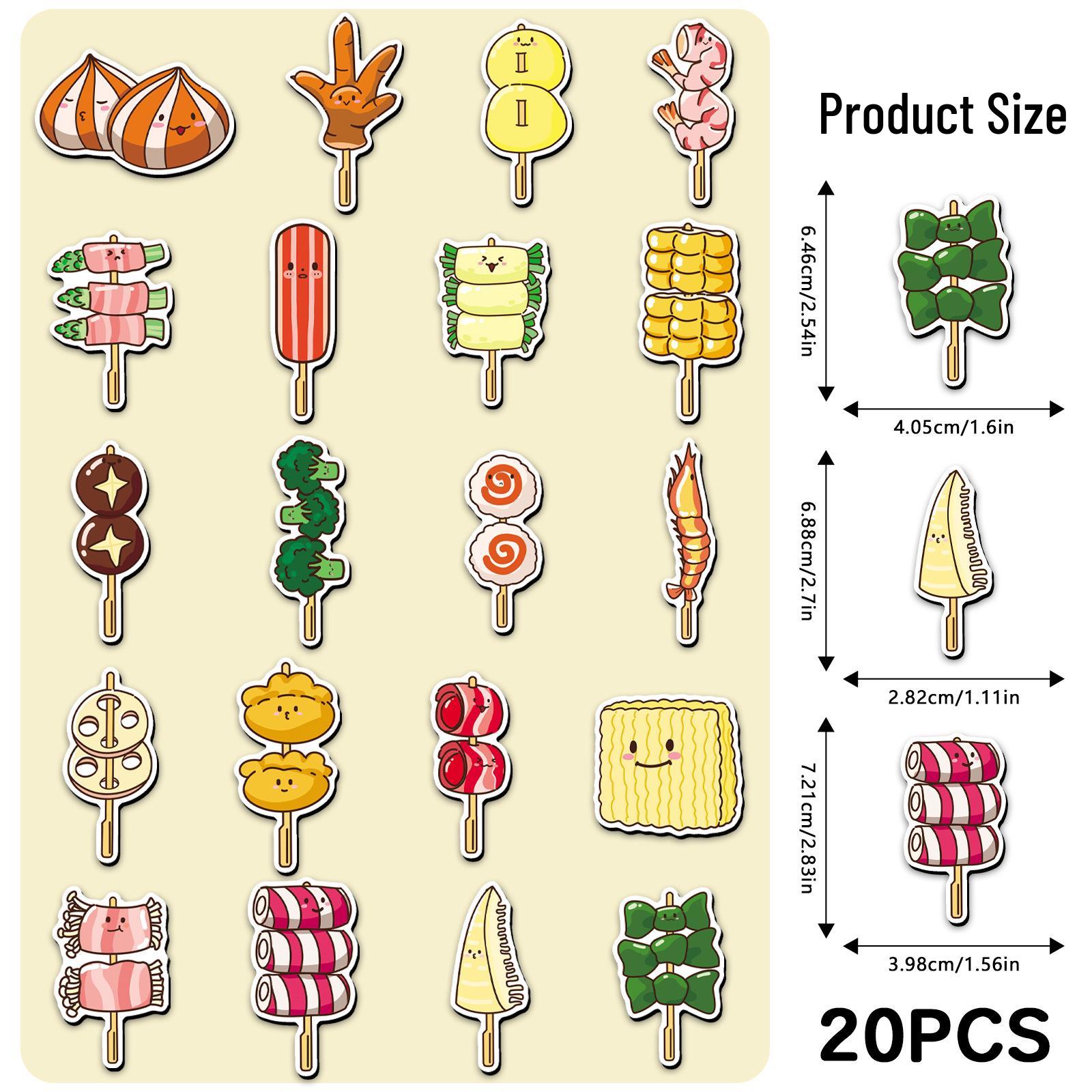 20 Cute Q Version Soft Magnetic Skewer Magnets for Fridge, Blackboard, Filing Cabinet, and Desktop Decor 5.5-8.5 CM
