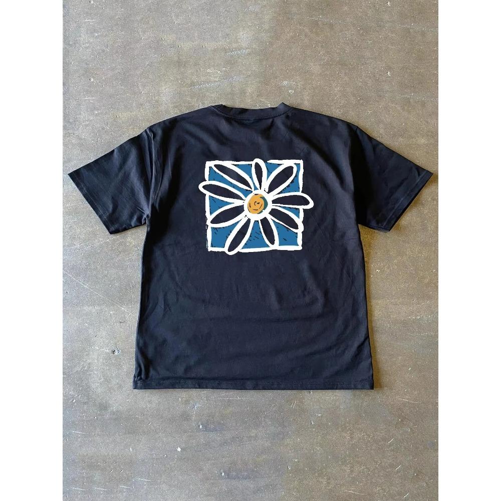 

Мужские рубашки повседневные корейские с цветочным принтом с обеих сторон, футболки большого размера с короткими рукавами, модные свободные топы из высококачественного хлопка XXXXXL