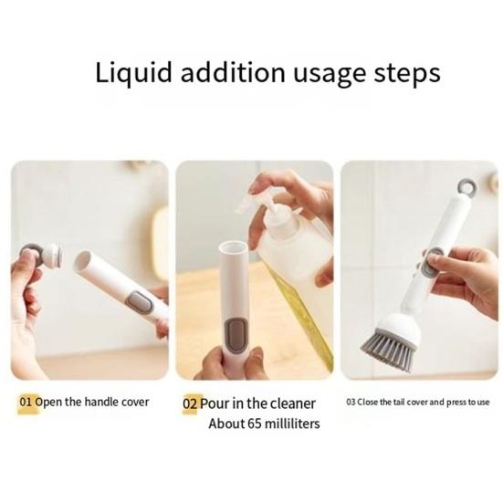 Cleaning Brush with Built-in Detergent Dispenser Adjustable Angle Rotating Scrub Function Wall Mount Kitchen Cleaning Scrubber