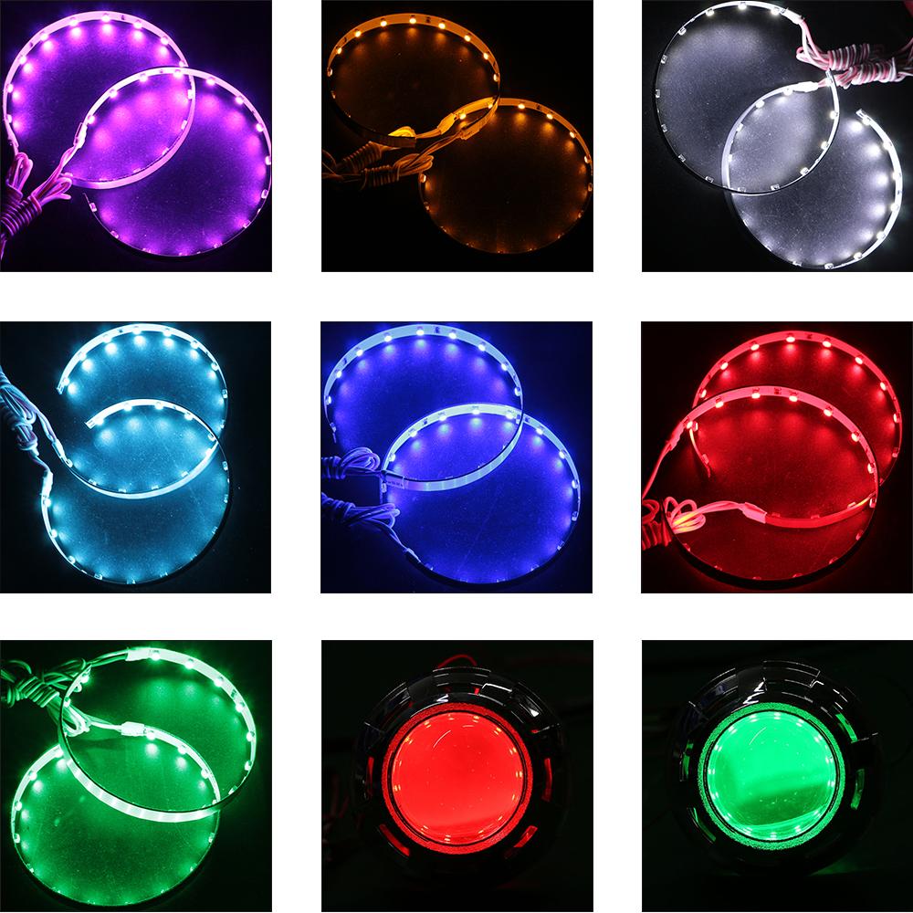 Sada 2 ks DIY Devil Eyes LED Halo Rings Kit HID projektor světlometů do auta 360° Demon Eyes LED světla upravená Q5 Hela Lens
