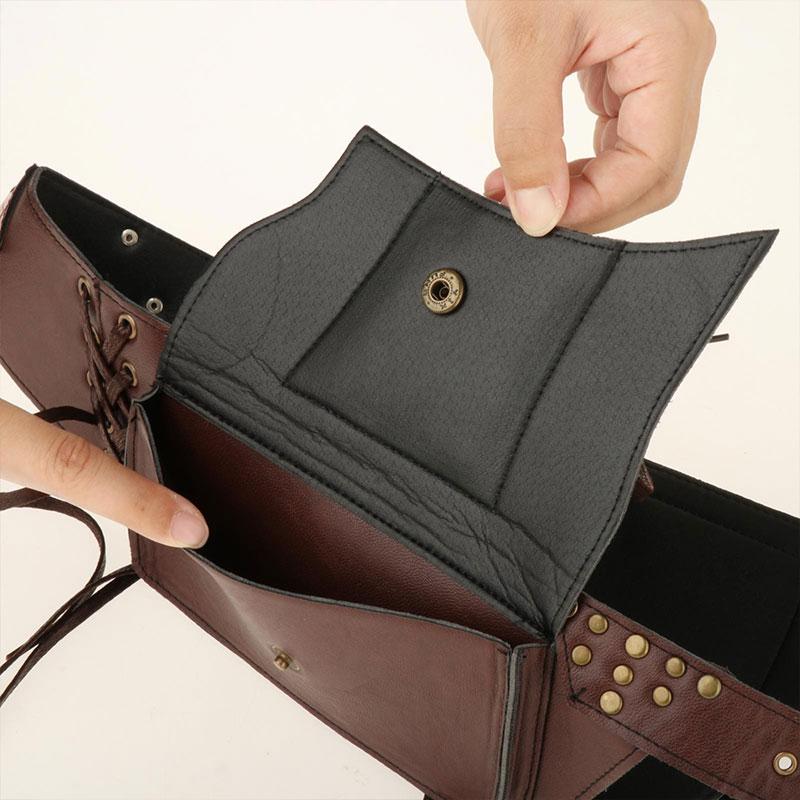 1pc Medieval PU Leather Waist Pouch Bag Unisex Viking Knight Pirate Cosplay Waistbag Handmade Belt Satchel Larp Bag Fanny Pack