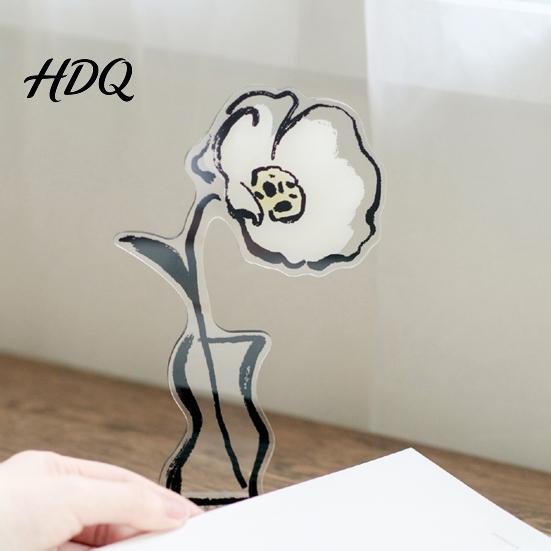 Invisible Clip Slot Holder Desk Memo Holder Acrylic Flower Vase Photo Display