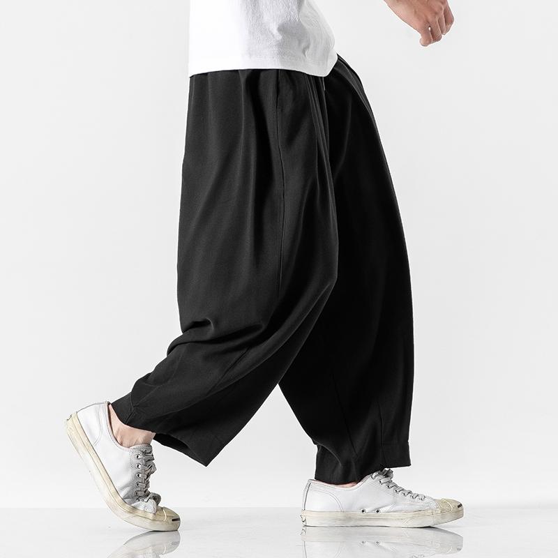 Men Wide Leg Pants Spring Brand Men Chinese Style Baggy Trouser Mens Hip Hop Jogger Pants Men Soild Color Pants