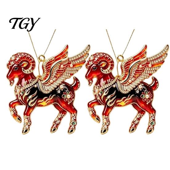 Indoor Hanging Decorations 2Pcs 2D Goat Ornaments, Acrylic Winged Pendants, Year of Holiday Gift for Friends The Auspicious Tree, Mantel, Home