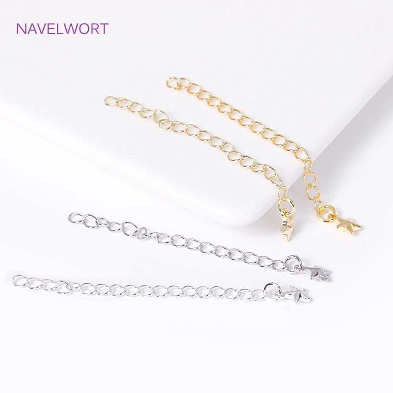18K Gold Plated With Tag Extension Chain Brass Metal Extension Chains Connectors DIY Necklace Bracelet Jewelry Making Supplies